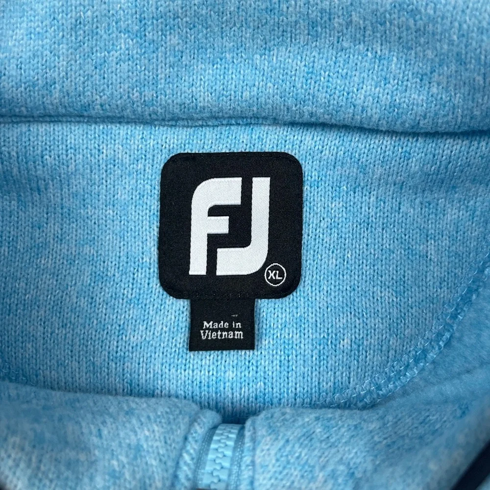 Footjoy Mens Fleece Golf Vest XL Light Baby Blue 1/2 Zip Flap Pocket Pullover B1